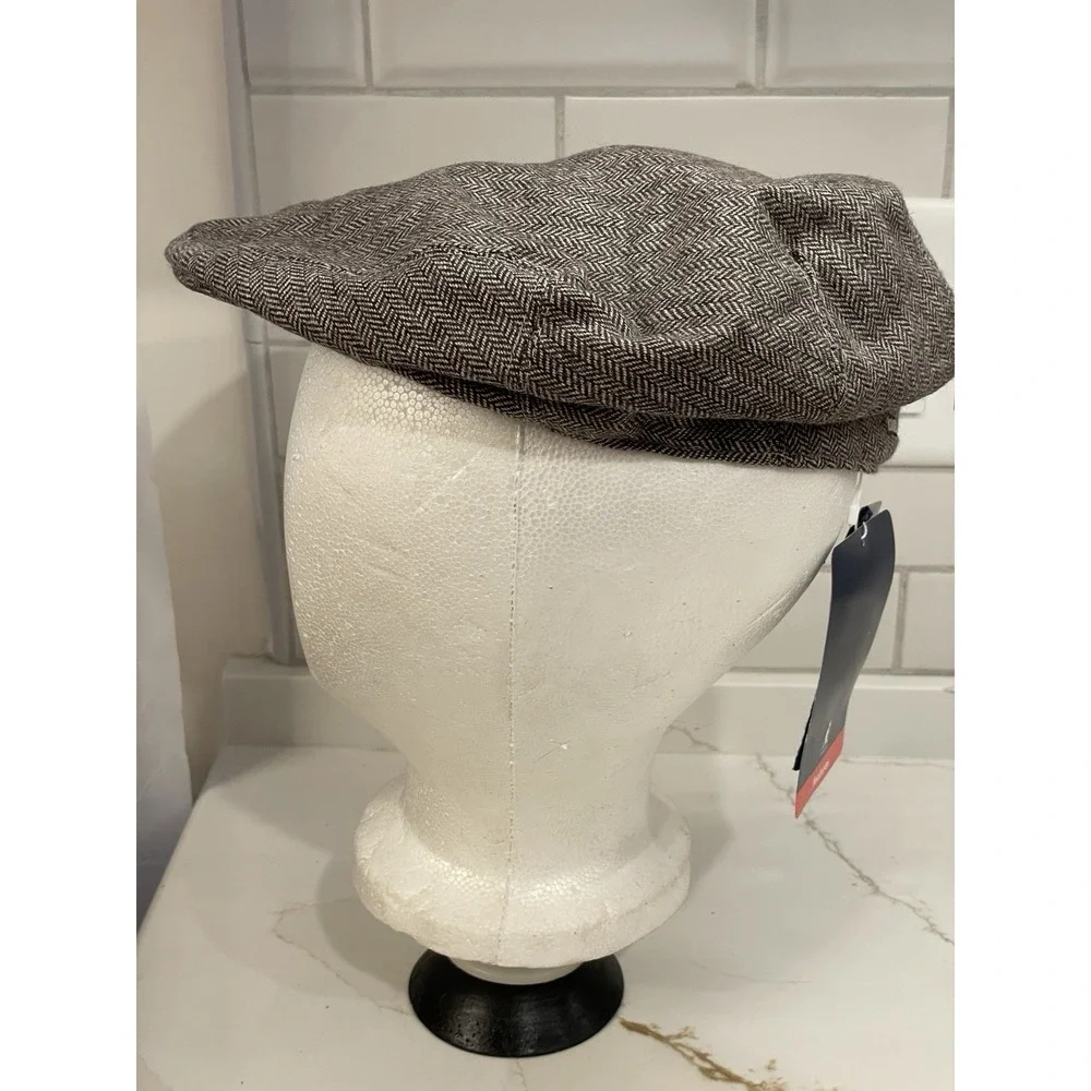 Kangol Newsboy Hat Geez Cap Adult Medium Herringbone Brown White Wool Blend New